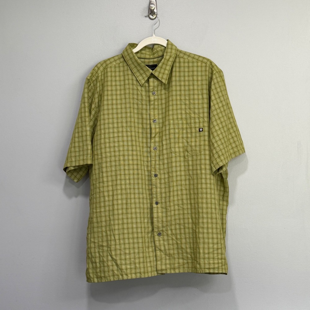 Marmot Mens XXL Short Sleeve Button Down Plaid Shirt Green Gorpcore Hiking